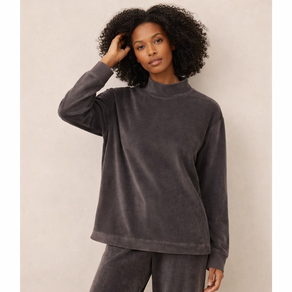 Pact 100% organic cotton Pure Velour Pullover size XL Gray Baggy Cozy